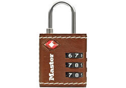 Hangslot Masterlock 3-cijfer combinatie TSA 30mm bruin leer