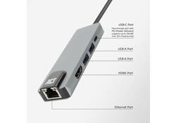 Dockingstation ACT USB-C 4K voor 1 HDMI monitor