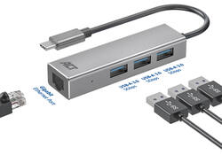 Hub ACT USB-C 3.0 3x USB-A Gigabit ethernet