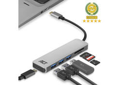 Hub ACT USB-C 3.0, 3x USB-A cardreader PD p-through
