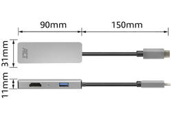 Adapter ACT USB-C 4K multiport voor 2 HDMI monitoren