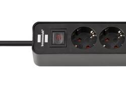 Stekkerdoos Brennenstuhl Ecolor 4 voudig inclusief 2 USB C 1.5 meter zwart