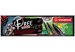 Acrylmarker STABILO Free Acrylic Mixed Tip set à 3 breedtes zwart