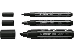 Acrylmarker STABILO Free Acrylic Mixed Tip set à 3 breedtes zwart