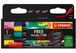 Acrylmarker STABILO Free Acrylic T100 Royal assorti 5 stuks