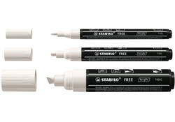 Acrylmarker STABILO Free Acrylic Mixed Tip set à 3 breedtes wit