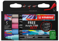 Acrylmarker STABILO Free Acrylic T300 Candy assorti 5 stuks
