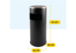 Afvalbak met asbak BRASQ 11 liter AT500 zwart