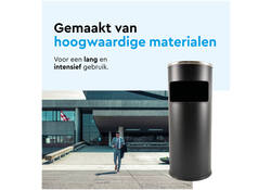 Afvalbak met asbak BRASQ 11 liter AT500 zwart