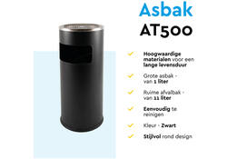 Afvalbak met asbak BRASQ 11 liter AT500 zwart