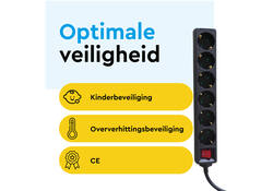 Stekkerdoos BRASQ 6 voudig 5 meter zwart