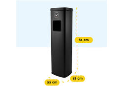Afvalbak met asbak BRASQ 20 liter AT400 zwart