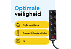 Stekkerdoos BRASQ 4 voudig 5 meter zwart
