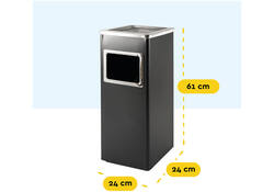 Afvalbak met asbak BRASQ 16 liter AT600 zwart