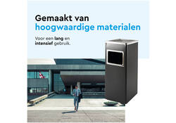 Afvalbak met asbak BRASQ 16 liter AT600 zwart