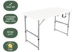 Vouwtafel BRASQ 120x60x74cm FC120 wit