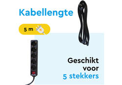 Stekkerdoos BRASQ 5 voudig 5 meter zwart