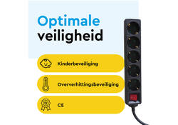 Stekkerdoos BRASQ 5 voudig 5 meter zwart