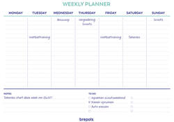 Planner Brepols Weekly A4 7dagen/1pagina horizontaal assorti