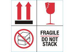 Waarschuwingsetiket IEZZY fragile do not stack 100mmx100mm 1000 stuks