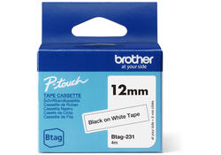 Labeltape Brother P-touch Btag-231 standaard 12mm zwart op wit
