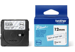 Labeltape Brother P-touch Btag-131 standaard 12mm zwart op transparant