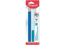 Grafietpotlood Maped Kidy Learn Concentration met kauwtopper set à 2 stuks blauw