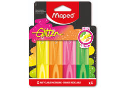 Markeerstift Maped Glitter set à 4 fluoriserende kleuren