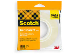 Plakband Scotch 508 19mmx33m transparant 1 rol