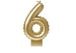 Foil balloon candle gold 6