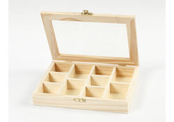 Doos Creativ Company 15.5x20.5x3.5cm hout met glazen deksel