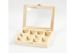 Doos Creativ Company 15.5x20.5x3.5cm hout met glazen deksel