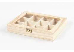 Doos Creativ Company 15.5x20.5x3.5cm hout met glazen deksel