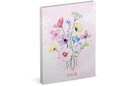 Agenda 2026 Lannoo 110x150 Flowers watercolour 7dagen/2pagina's roze