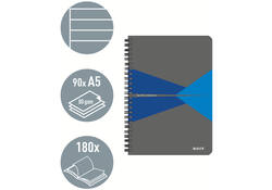 Notitieboek Leitz Office A5 lijn 180 pagina's 80gr grijs blauw