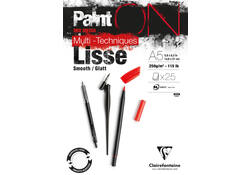 Tekenblok Clairefontaine Paint On A5 glad 25 vel 250gr wit