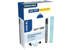 Permanent marker PILOT 400 schuin breed zwart 15+5 gratis
