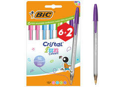 Balpen Bic Cristal Fun large assorti 6+2 gratis