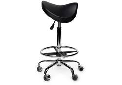 Zadelkruk Office Premium standaard met voetring harde wielen zw