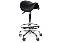 Zadelkruk Office Premium standaard met voetring harde wielen zw