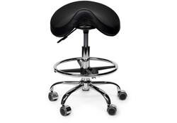 Zadelkruk Office Premium laag met voetring harde wielen zw