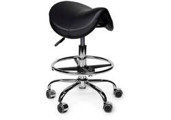 Zadelkruk Office Premium laag met voetring harde wielen zw