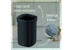 Afvalbak Desq open inworp 20 liter metaal zwart