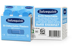 Pleisters Salvequick blauw detectabel refill 6x 35 stuks