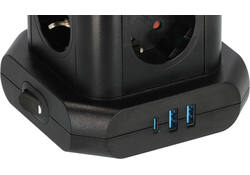 Stekkerdoos Brennenstuhl toren 8 voudig met 2x USB A 1x USB C PD zwart