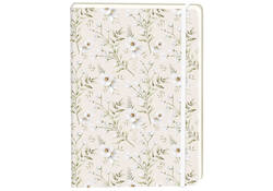 Notitieboek witte bloemen A5 lijn 92 pagina's softcover creme
