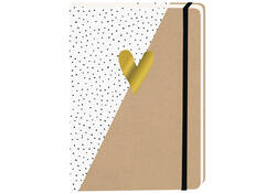 Notitieboek kraft gouden hart A5 lijn 92 pagina's softcover