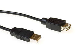 Kabel ACT USB 2.0 A male - USB A female zwart 3 meter