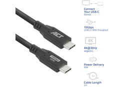 Kabel ACT USB-C 3.2 GEN.2 M/M zwart 2 meter