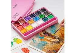 Gouache HIMI 18 kleuren 30gr opbergbox roze